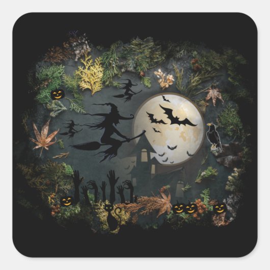 Witches Party Night Vierkante Sticker (Voorkant)