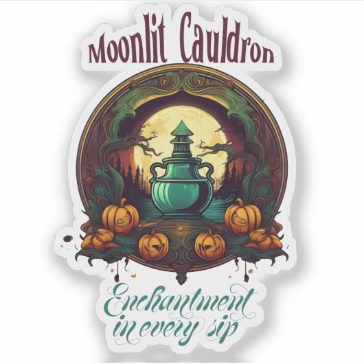 Witches Potion Moonlit Cauldron Label (Voorkant)