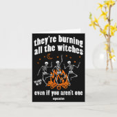 Witches Skeletons Dancing Funny Halloween Costume Kaart (Gele Bloem)