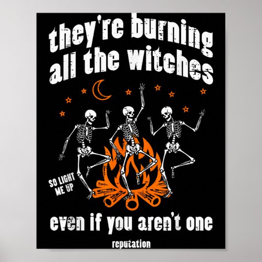 Witches Skeletons Dancing Funny Halloween Costume Poster (Voorkant)