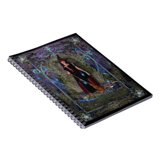 Witches Spellbook - Blue Moon Witch & Dragon Notitieboek (Rechterzijde)
