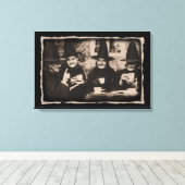 Witches Tea Party – old black/white Canvas Afdruk (Insitu (Houten vloer))