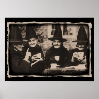 Witches Tea Party - oud zwart/wit Poster