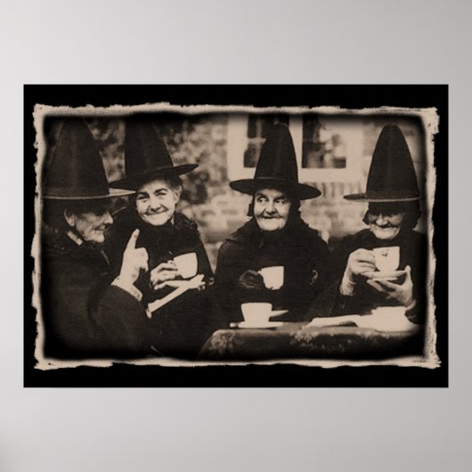 Witches Tea Party - oud zwart/wit Poster (Voorkant)