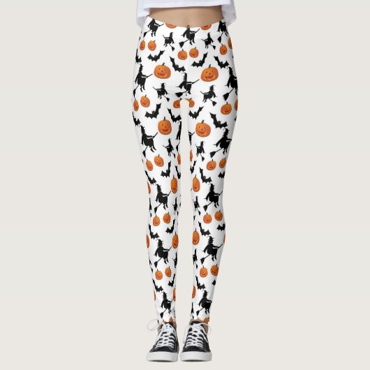 Witches, vleermuizen en pompoenen Halloween Leggings (Voorkant)