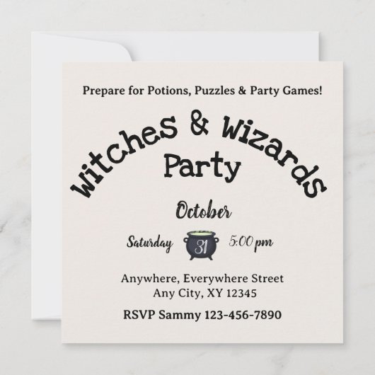 Witches & Wizards Themed Invitation Kaart (Achterkant)