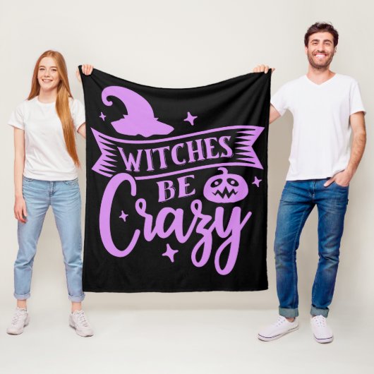 Witches zijn gekkenzwart en Paars Fleece Deken (In situ)