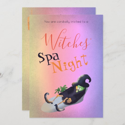 Witches'Spa Night Funny Halloween Party Kaart (Voorkant / Achterkant)