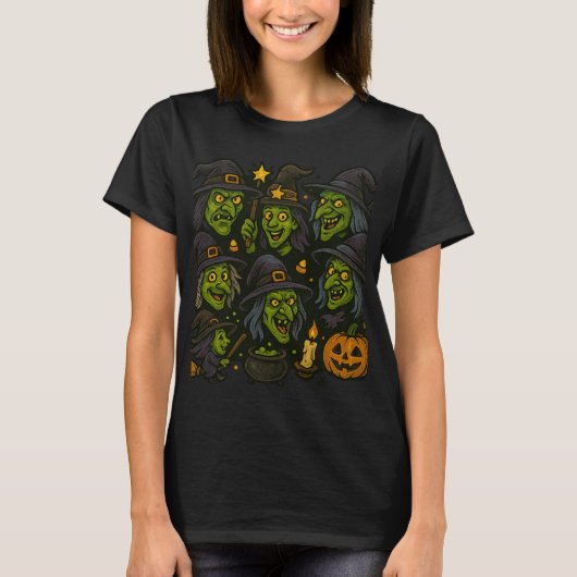 Witchful Thinking: Een Halloween-kakel T-shirt (Voorkant)