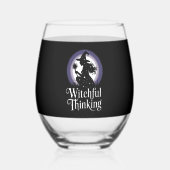 Witchful Thinking Halloween Girl T-shirt Wijnglas Zonder Voet (Voorkant)