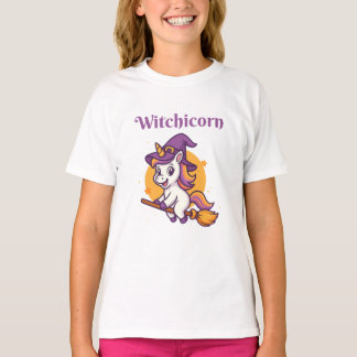 Witchicorn - Grappige schattige enge Halloween T-shirt