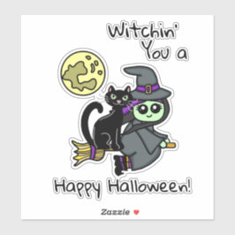 Witchin u een Happy Halloween Sticker