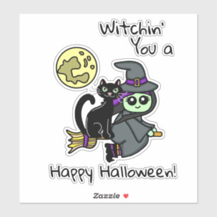 Witchin u een Happy Halloween Sticker