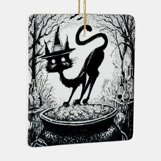Witching Cat Keramisch Ornament (Rechts)