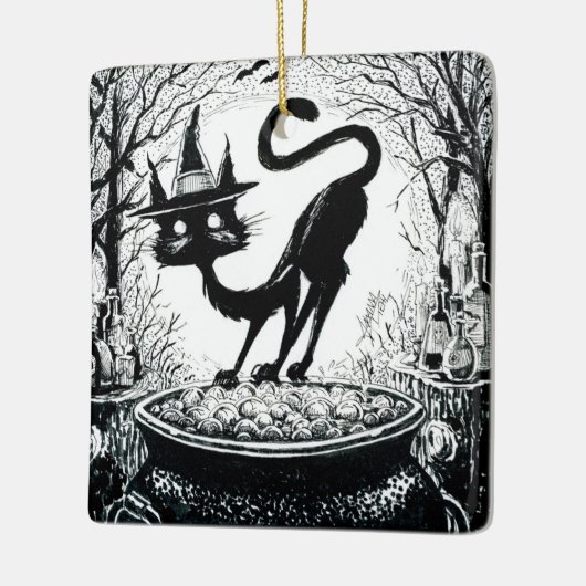 Witching Cat Keramisch Ornament (Links)
