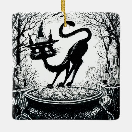 Witching Cat Keramisch Ornament (Voorkant)