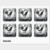 Witching Cat Vierkante Sticker (Vel)