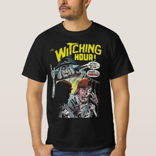 Witching Hour Comic Horror Halloween T-shirt (Voorkant)
