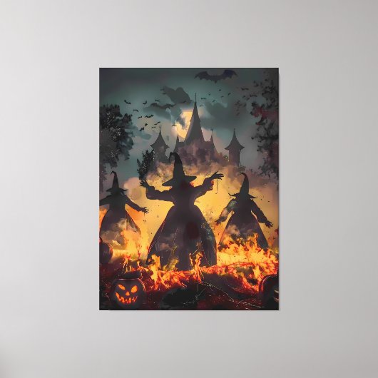 Witching Hour Ritual – Fire Dance of the Three Sis Canvas Afdruk (Voorkant)