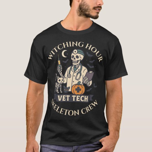 Witching Hour Vet Tech Skeleton Crew Halloween T-S T-shirt (Voorkant)