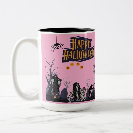 Witching Hour Whispers lichtroze Tweekleurige Koffiemok (Links)