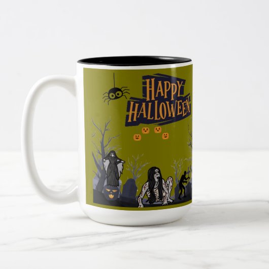 Witching Hour Whispers olijf Tweekleurige Koffiemok (Links)
