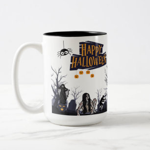 Witching Hour Whispers zwart & wit Tweekleurige Koffiemok
