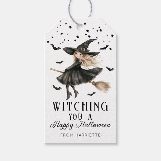 Witching u een gelukkige Halloween heks Cadeaulabel (Voorkant)