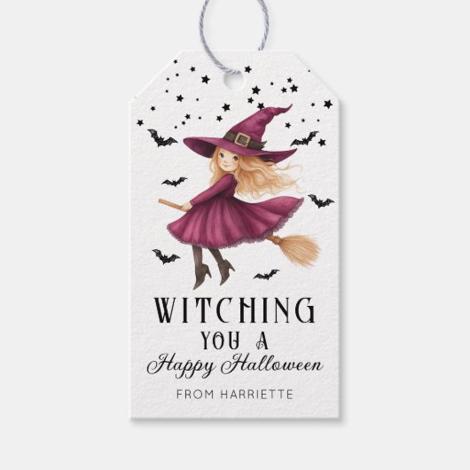 Witching u een gelukkige Halloween heks Cadeaulabel (Voorkant)