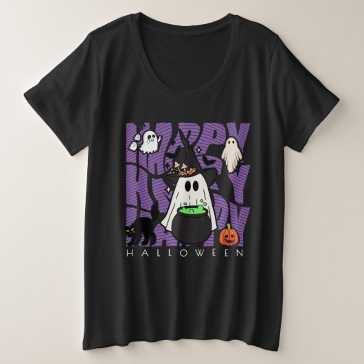 Witching Up Fun | Happy Halloween Magie & Mischief Grote Maat T-shirt (Design voorkant)