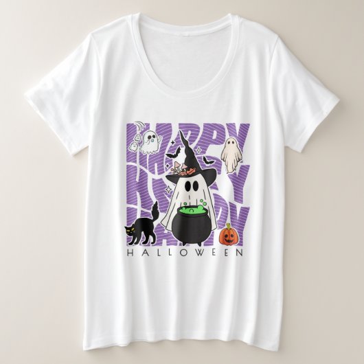 Witching Up Fun | Happy Halloween Magie & Mischief Grote Maat T-shirt (Design voorkant)