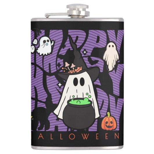 Witching Up Fun | Happy Halloween Magie & Mischief Heupfles (Voorkant)