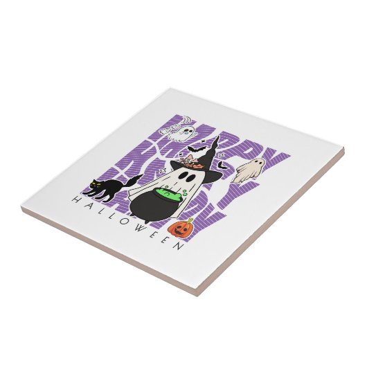 Witching Up Fun | Happy Halloween Magie & Mischief Tegeltje (Zijkant)