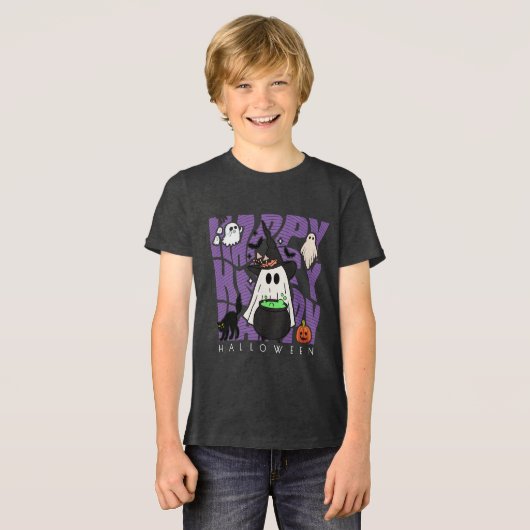Witching Up Fun | Happy Halloween Magie & Mischief Tri-Blend Shirt (Voorkant volledig)