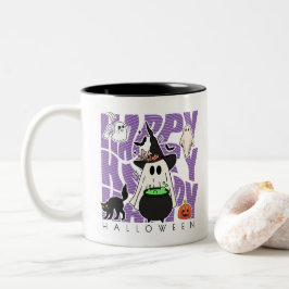 Witching Up Fun | Happy Halloween Magie & Mischief Tweekleurige Koffiemok