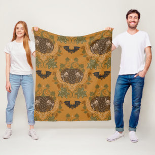 Witching Vine Folkloric Halloween Pumpkin Pattern Fleece Deken