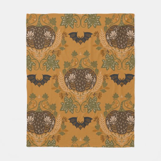 Witching Vine Folkloric Halloween Pumpkin Pattern Fleece Deken (Voorkant)