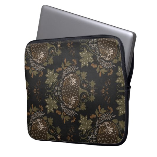 Witching Vine Folkloric Halloween Pumpkin Pattern Laptop Sleeve (Voorkant Links)