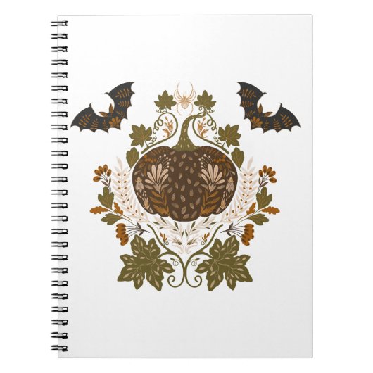 Witching Vine Folkloric Halloween Pumpkin Pattern Notitieboek (Voorkant)