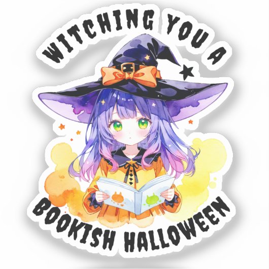 Witching you a Bookish Halloween Sticker (Voorkant)