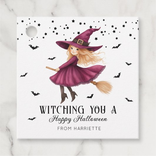 Witching You Een vrolijke Halloween-heks Bedankjes Labels (Voorkant)