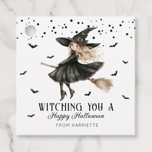 Witching You Een vrolijke Halloween-heks Bedankjes Labels (Voorkant)