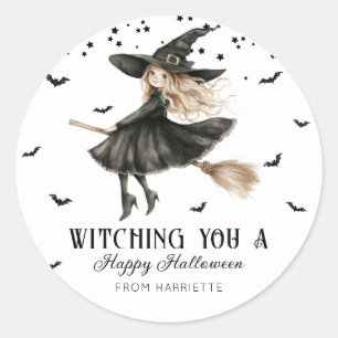 Witching You Een vrolijke Halloween-heks Ronde Sticker