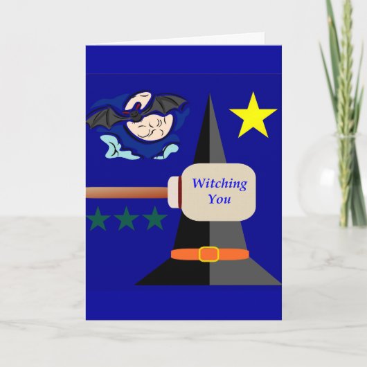 Witching You Kaart Blauwe Achtergrond (Voorkant)