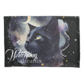 Witchling Dreams Zwarte kat en sterren Kussensloop (Voorkant)