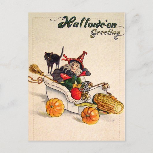 Witchmobile (de Vintage Kaart van Halloween) (Voorkant)