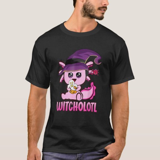 Witcholotl Cute Axolotl Witch Halloween  Spooky Se T-shirt (Voorkant)
