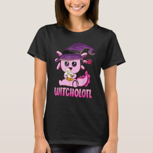Witcholotl Cute Axolotl Witch Halloween Spooky Se T-shirt