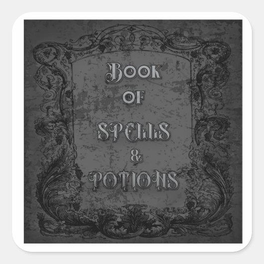 Witch's Book of Spells and Potions Vierkante Sticker (Voorkant)