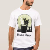 Witch's Brew Black Cat Coffee Moon Design T-shirt (Voorkant)
